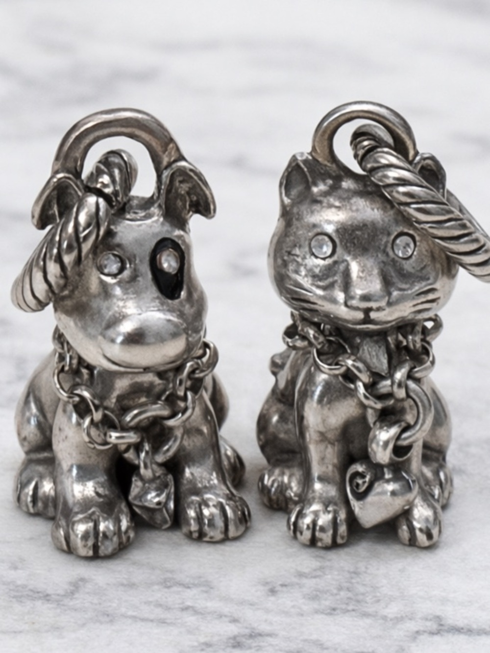 Brighton Dog & Cat Charm Set Silver Pet Lover Dangle Charms